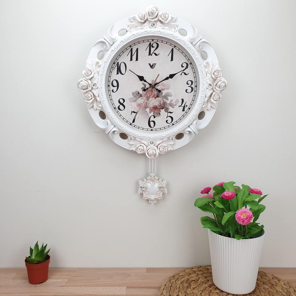 Victory Bronwen Pendulum Wall Clock White 39cm CSS 249 2