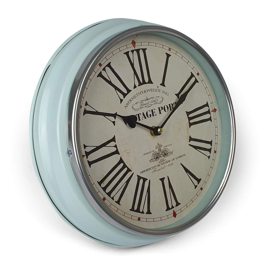 Victory Vintage Port Classic Metal Wall Clock Light Blue 31cm CHH 631 1