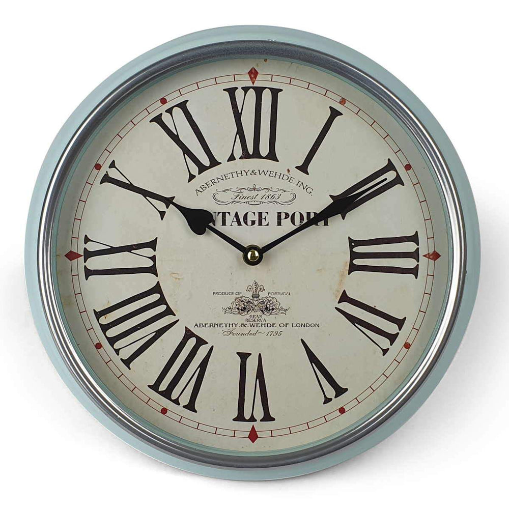 Victory Vintage Port Classic Metal Wall Clock Light Blue 31cm CHH 631 4