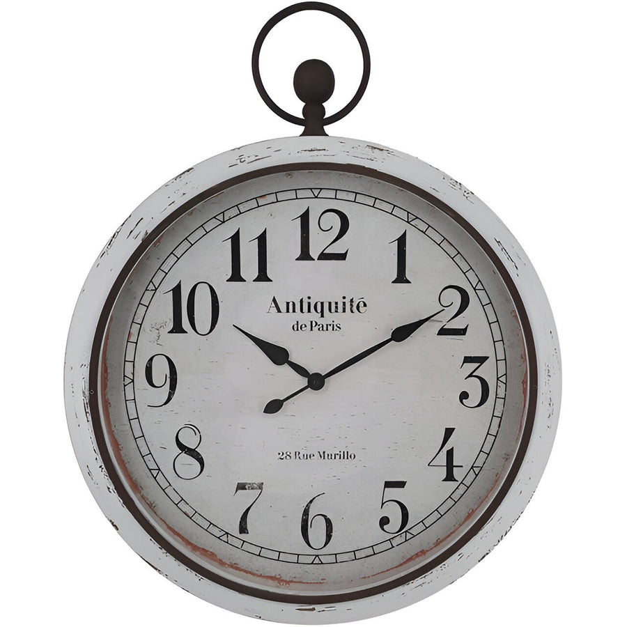 High ST. Distressed Antiquite White Wooden FOB Watch Wall Clock 76cm 56023CLK 1