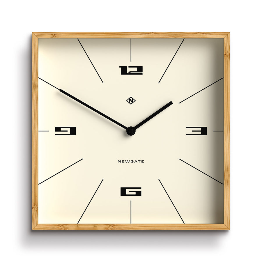 Newgate Fiji Square Bamboo Wall Clock Hovercraft Dial 30cm NM-FIJ269LB 1